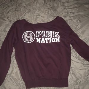 PINK Victoria's Secret Tops - Pink maroon sweatshirt! PINK Victoria's Secret Tops - Pink maroon sweatshirt!